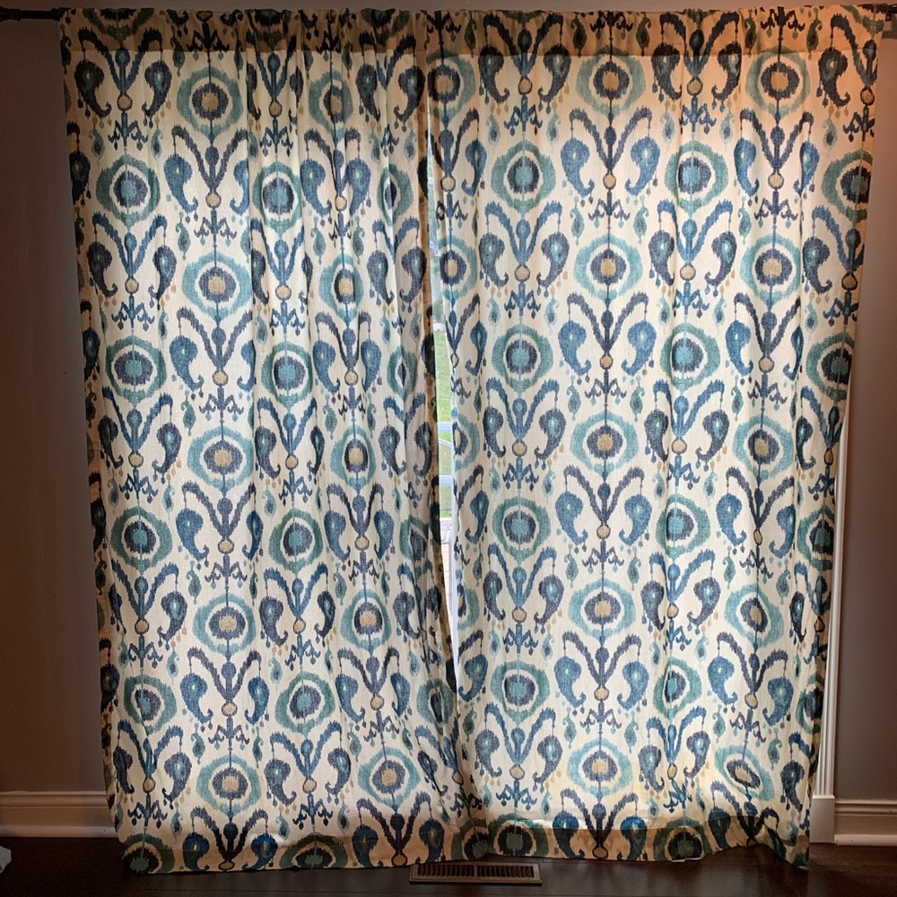 World Market 42x84 Indigo Ikat Curtains (Set of 2)